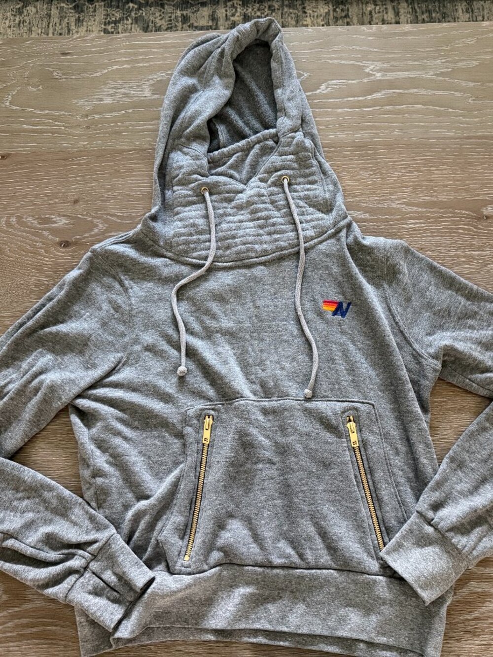 Womens Aviator Nation gray Ninja funnel neck pullover sweatshirt size XS